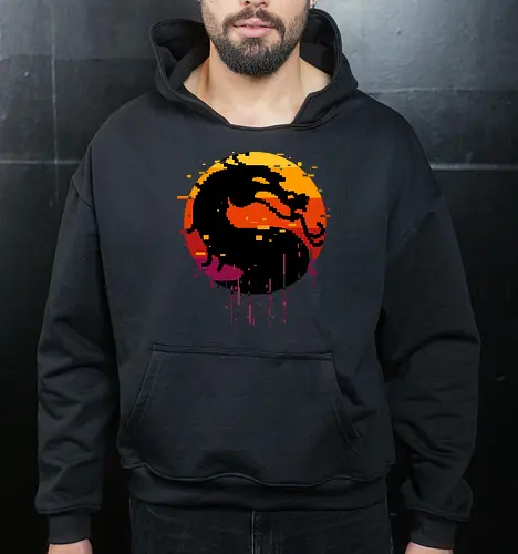 retro dragon club  - ice, freeze, subzero, scorpion, reptile, fighter, 80s, game, versus, arcade - Cropped Hoodie