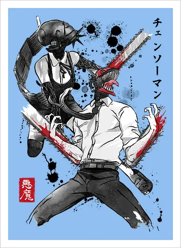 Chainsaw and bomb girl sumi e