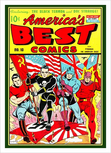 WWII Vintage Superhelden Krieg Comic Retro 1940er