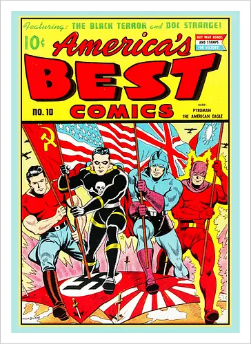 WWII Vintage Superhelden Krieg Comic Retro 1940er