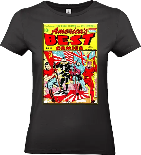 WWII Vintage Superhelden Krieg Comic Retro 1940er - vintage war comic shirt, golden age art tee, WWII heroes apparel, retro superhero shirt, 1940s comic art tee, war propaganda art shirt, vintage heroes clothing, retro comic cover tee, old school superhero apparel, wartime art shirt, pulp fiction heroes tee, vintage americana shirt, retro war art apparel, 1940s superhero tee, classic comic art shirt - Standard T-Shirt (Frauen)