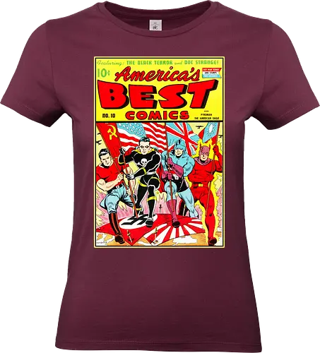WWII Vintage Superhelden Krieg Comic Retro 1940er - vintage war comic shirt, golden age art tee, WWII heroes apparel, retro superhero shirt, 1940s comic art tee, war propaganda art shirt, vintage heroes clothing, retro comic cover tee, old school superhero apparel, wartime art shirt, pulp fiction heroes tee, vintage americana shirt, retro war art apparel, 1940s superhero tee, classic comic art shirt - Standard T-Shirt (Frauen)