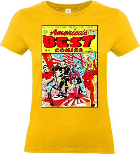 WWII Vintage Superhelden Krieg Comic Retro 1940er - vintage war comic shirt, golden age art tee, WWII heroes apparel, retro superhero shirt, 1940s comic art tee, war propaganda art shirt, vintage heroes clothing, retro comic cover tee, old school superhero apparel, wartime art shirt, pulp fiction heroes tee, vintage americana shirt, retro war art apparel, 1940s superhero tee, classic comic art shirt - Standard T-Shirt (Frauen)