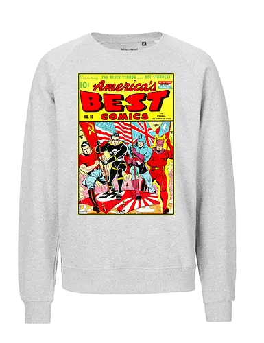 WWII Vintage Superhelden Krieg Comic Retro 1940er - vintage war comic shirt, golden age art tee, WWII heroes apparel, retro superhero shirt, 1940s comic art tee, war propaganda art shirt, vintage heroes clothing, retro comic cover tee, old school superhero apparel, wartime art shirt, pulp fiction heroes tee, vintage americana shirt, retro war art apparel, 1940s superhero tee, classic comic art shirt - Fairtrade Sweatshirt