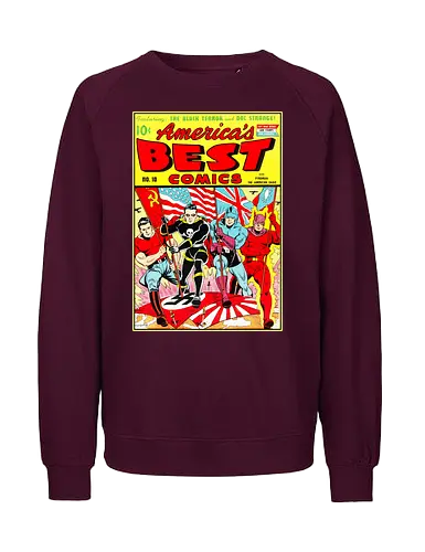 WWII Vintage Superhelden Krieg Comic Retro 1940er - vintage war comic shirt, golden age art tee, WWII heroes apparel, retro superhero shirt, 1940s comic art tee, war propaganda art shirt, vintage heroes clothing, retro comic cover tee, old school superhero apparel, wartime art shirt, pulp fiction heroes tee, vintage americana shirt, retro war art apparel, 1940s superhero tee, classic comic art shirt - Fairtrade Sweatshirt