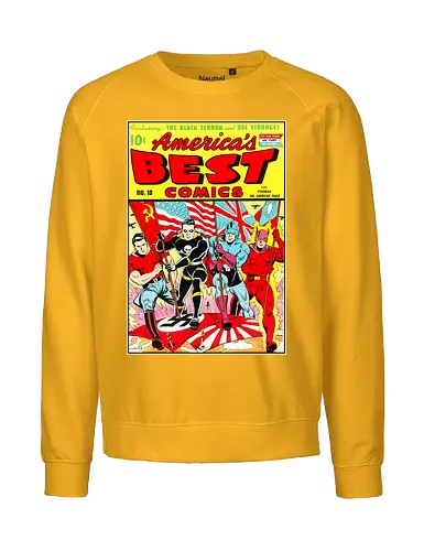 WWII Vintage Superhelden Krieg Comic Retro 1940er - vintage war comic shirt, golden age art tee, WWII heroes apparel, retro superhero shirt, 1940s comic art tee, war propaganda art shirt, vintage heroes clothing, retro comic cover tee, old school superhero apparel, wartime art shirt, pulp fiction heroes tee, vintage americana shirt, retro war art apparel, 1940s superhero tee, classic comic art shirt - Fairtrade Sweatshirt