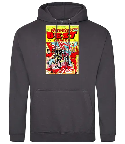 WWII Vintage Superhelden Krieg Comic Retro 1940er - vintage war comic shirt, golden age art tee, WWII heroes apparel, retro superhero shirt, 1940s comic art tee, war propaganda art shirt, vintage heroes clothing, retro comic cover tee, old school superhero apparel, wartime art shirt, pulp fiction heroes tee, vintage americana shirt, retro war art apparel, 1940s superhero tee, classic comic art shirt - Standard Hoodie