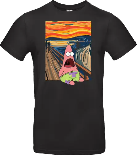 The Starfish Scream: Masterpiece Parody - Patrick Star shirt, The Scream parody tee, funny art mashup, meme graphic streetwear, Edvard Munch crossover, cartoon masterpiece apparel, nostalgic animation clothing, pop culture art shirt, screaming starfish design, art history meme merch - Standard T-Shirt