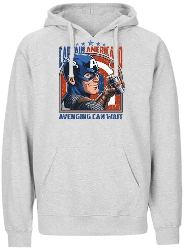 Kapitän Americano - Captain Americano, Superheldenparodie, Kaffeeliebhaber, lustiger Kaffee, Rache kann warten, Comic-Humor, Koffeinsüchtiger, lustiger Superheld, Kaffeewortspiel, Superheldenkaffee, Morgenkaffee, nerdiger Kaffee, Barista-Humor, Comicfan, patriotischer Superheld - Fairtrade Hoodie