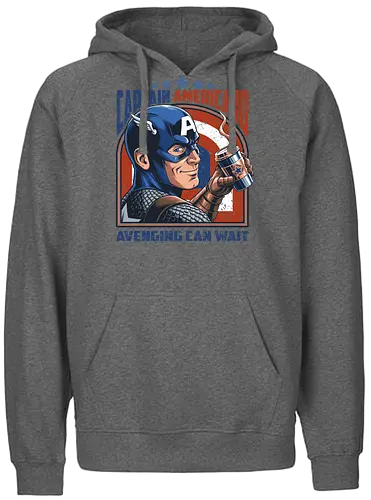 Kapitän Americano - Captain Americano, Superheldenparodie, Kaffeeliebhaber, lustiger Kaffee, Rache kann warten, Comic-Humor, Koffeinsüchtiger, lustiger Superheld, Kaffeewortspiel, Superheldenkaffee, Morgenkaffee, nerdiger Kaffee, Barista-Humor, Comicfan, patriotischer Superheld - Fairtrade Hoodie