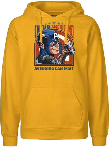 Kapitän Americano - Captain Americano, Superheldenparodie, Kaffeeliebhaber, lustiger Kaffee, Rache kann warten, Comic-Humor, Koffeinsüchtiger, lustiger Superheld, Kaffeewortspiel, Superheldenkaffee, Morgenkaffee, nerdiger Kaffee, Barista-Humor, Comicfan, patriotischer Superheld - Fairtrade Hoodie