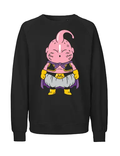 Grumpy Buu-Chan: Pastel Anime Graphic - Majin Buu shirt, kawaii anime graphic, pastel anime streetwear, DBZ apparel, cute anime monster tee, grumpy Buu-chan design, nostalgic 90s anime clothing, funny otaku fashion, Japanese pop art shirt, pink anime character merch - Fairtrade Sweatshirt