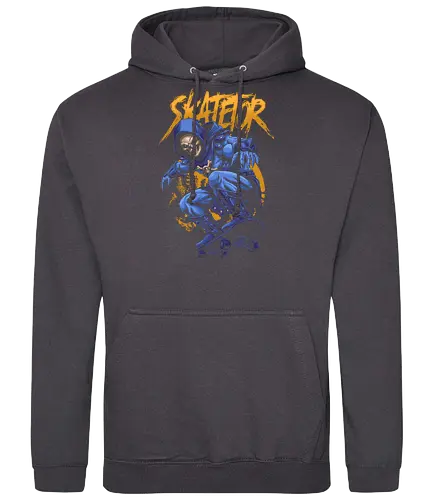Skatetor – Skateboarding-Skeletor: Retro-Cartoon-Mashup - Skatetor, Skateboarding, Skateboarder, Retro-Cartoon, 80er-Jahre-Cartoon, Mashup, Vintage, Metallkunst, Totenkopf, Totenkopfkunst, Skateboard-Design, Skate-Art - Standard Hoodie