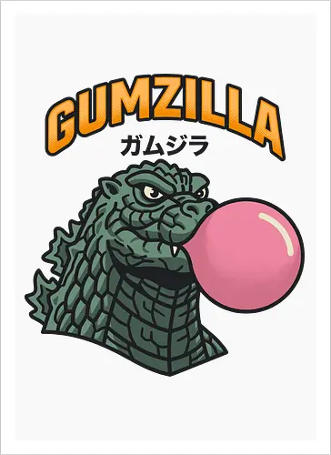 Retro Gumzilla Kaiju-Kaugummi-Parodie