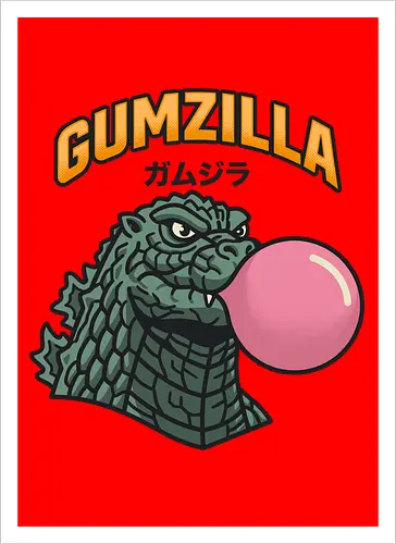 Retro Gumzilla Kaiju-Kaugummi-Parodie