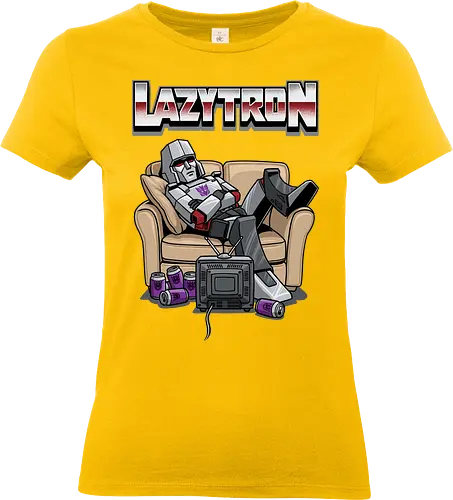 Lazytron: Megatron-Parodie – Lümmelnd auf der Couch - Decepticon, Parodie, faul, Lazytron, Couch-Potato, G1, 80er-Jahre-Cartoon, Retro, Cybertron, Energon, lustig, Roboter, Spielzeug-Parodie, Geek, Nerd, Decepticon-Shirt, Megatron-Kunst, lustiger Roboter, G1-Roboter-Parodie - Standard T-Shirt (Frauen)