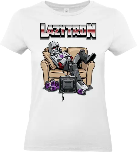 Lazytron: Megatron-Parodie – Lümmelnd auf der Couch - Decepticon, Parodie, faul, Lazytron, Couch-Potato, G1, 80er-Jahre-Cartoon, Retro, Cybertron, Energon, lustig, Roboter, Spielzeug-Parodie, Geek, Nerd, Decepticon-Shirt, Megatron-Kunst, lustiger Roboter, G1-Roboter-Parodie - Standard T-Shirt (Frauen)
