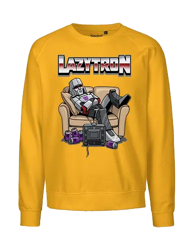 Lazytron: Megatron-Parodie – Lümmelnd auf der Couch - Decepticon, Parodie, faul, Lazytron, Couch-Potato, G1, 80er-Jahre-Cartoon, Retro, Cybertron, Energon, lustig, Roboter, Spielzeug-Parodie, Geek, Nerd, Decepticon-Shirt, Megatron-Kunst, lustiger Roboter, G1-Roboter-Parodie - Fairtrade Sweatshirt