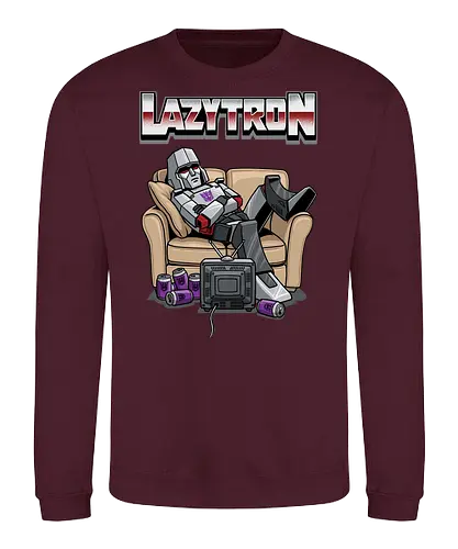 Lazytron: Megatron-Parodie – Lümmelnd auf der Couch - Decepticon, Parodie, faul, Lazytron, Couch-Potato, G1, 80er-Jahre-Cartoon, Retro, Cybertron, Energon, lustig, Roboter, Spielzeug-Parodie, Geek, Nerd, Decepticon-Shirt, Megatron-Kunst, lustiger Roboter, G1-Roboter-Parodie - Sweatshirt