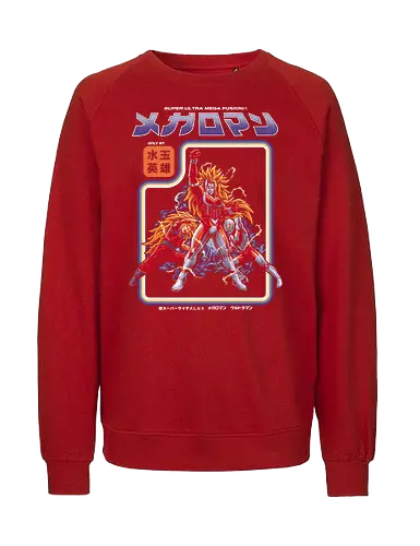 Megaloman Super Fusion Tokusatsu Anime Mashup - megaloman, ultraman, super saiyan, anime mashup, tokusatsu, super fusion, retro anime, japanese superhero, anime parody, 90s anime, 70s tokusatsu, shonen anime, kaiju fighter, otaku, manga parody - Fairtrade Sweatshirt