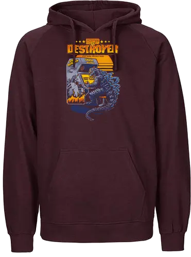 Kaiju-Monster beim Arcade-Videospiel – „City Crash“-Kunst - Fairtrade Hoodie