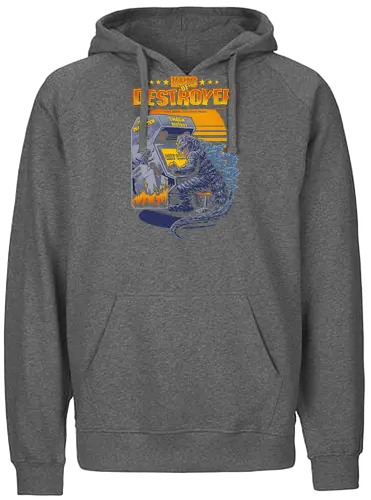 Kaiju-Monster beim Arcade-Videospiel – „City Crash“-Kunst - Fairtrade Hoodie