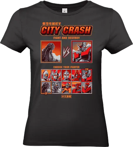 Kaiju vs. Mecha – Retro-Arcade-Kampfspiel - Kaiju vs. Mecha, Arcade-Kampfspiel, Wähle deinen Kämpfer, Retro-Gaming, Riesenmonster, Super-Roboter, Tokusatsu, Mecha-Anime, Retro-Arcade, Kampfspiel, Kaiju, Godzilla-Parodie, Retro-Gamer, Japanischer Roboter, 90er-Jahre-Arcade - Standard T-Shirt (Frauen)