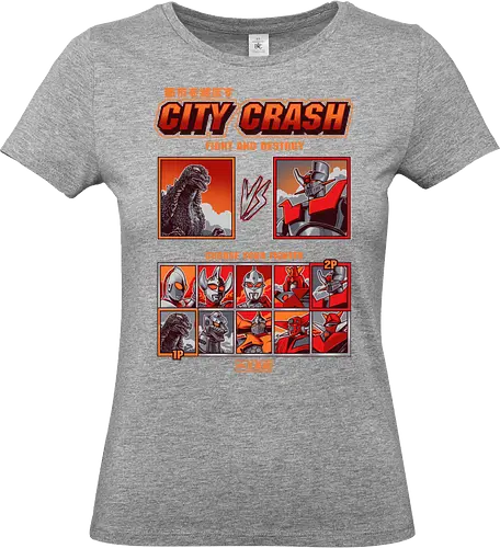 Kaiju vs. Mecha – Retro-Arcade-Kampfspiel - Kaiju vs. Mecha, Arcade-Kampfspiel, Wähle deinen Kämpfer, Retro-Gaming, Riesenmonster, Super-Roboter, Tokusatsu, Mecha-Anime, Retro-Arcade, Kampfspiel, Kaiju, Godzilla-Parodie, Retro-Gamer, Japanischer Roboter, 90er-Jahre-Arcade - Standard T-Shirt (Frauen)