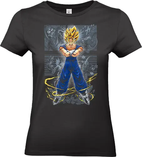 Super Saiyajin Vegito – Retro-Manga-Panel-Kunst - DBZ, Anime Fight, Manga Panel, Shonen Jump, 90s Nostalgia, Gym Motivation, Otaku, Weeb, Japanese Aesthetic, Yosha, Ultimate Warrior, Action Anime, Heavy Inking, Comic Style, SSJ, Anime Streetwear, Saiyan Pride, DBZ Fanart, Vintage Anime - Standard T-Shirt (Frauen)