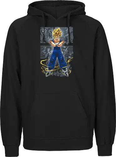 Super Saiyajin Vegito – Retro-Manga-Panel-Kunst - DBZ, Anime Fight, Manga Panel, Shonen Jump, 90s Nostalgia, Gym Motivation, Otaku, Weeb, Japanese Aesthetic, Yosha, Ultimate Warrior, Action Anime, Heavy Inking, Comic Style, SSJ, Anime Streetwear, Saiyan Pride, DBZ Fanart, Vintage Anime - Fairtrade Hoodie