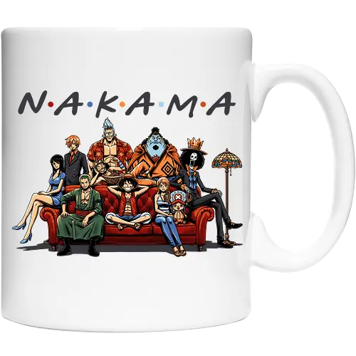 Nakama-Freunde-Parodie – Pirate: Strohhutpiraten auf der Couch - Pirate, Straw Hat Pirates, Nakama, Friends TV Show Parody, The One With The Pirates, Roronoa Zoro, Nami, Sanji, Tony Tony Chopper, Nico Robin, Franky, Brook, Jinbe, Anime Crossover, Funny Anime, Sitcom Couch, Orange Couch, 90s Nostalgia, Pop Culture Mashup, Weeb, Otaku, Anime Streetwear, Grand Line, Anime Family - Keramiktasse