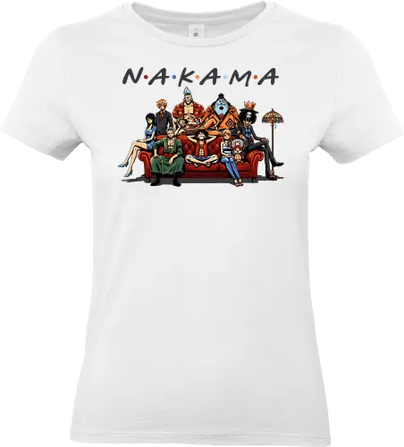 Nakama-Freunde-Parodie – Pirate: Strohhutpiraten auf der Couch - Pirate, Straw Hat Pirates, Nakama, Friends TV Show Parody, The One With The Pirates, Roronoa Zoro, Nami, Sanji, Tony Tony Chopper, Nico Robin, Franky, Brook, Jinbe, Anime Crossover, Funny Anime, Sitcom Couch, Orange Couch, 90s Nostalgia, Pop Culture Mashup, Weeb, Otaku, Anime Streetwear, Grand Line, Anime Family - Standard T-Shirt (Frauen)