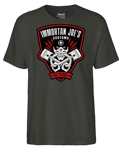 Immortan Joe - Die Zitadellen-Wut - Mad Max, Immortan Joe, War Boys, Postapokalyptisches T-Shirt, Geek-Kultur, Road Warrior, Mad Max Druck, Benzin und Ruhm, Nerd T-Shirt, Automobil-Apokalypse, Geek-Mode, Chaos-Überlebender, Wütende Motoren, Mad Max Fans - Fairtrade T-Shirt