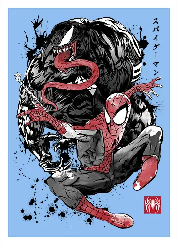 The Spider and the Symbiote sumi e
