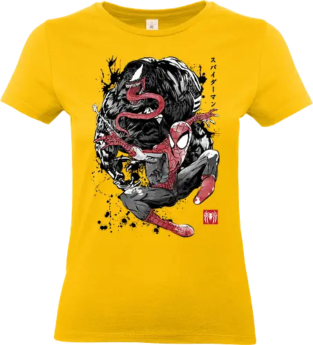 The Spider and the Symbiote sumi e - super heroes, comics, action movies, spider, japanese art, japan, sumi e - Standard T-Shirt (Frauen)