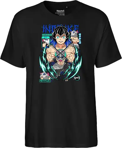 Beast Breathing Fury - inosuke, Slayer, hashibira inosuke, beast breathing, anime warrior, boar mask, anime battle, nichirin blades - Fairtrade T-Shirt
