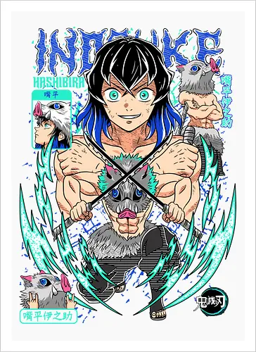Beast Breathing Fury - inosuke, Slayer, hashibira inosuke, beast breathing, anime warrior, boar mask, anime battle, nichirin blades - Kunstdruck