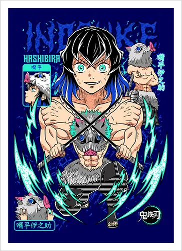 Beast Breathing Fury - inosuke, Slayer, hashibira inosuke, beast breathing, anime warrior, boar mask, anime battle, nichirin blades - Kunstdruck