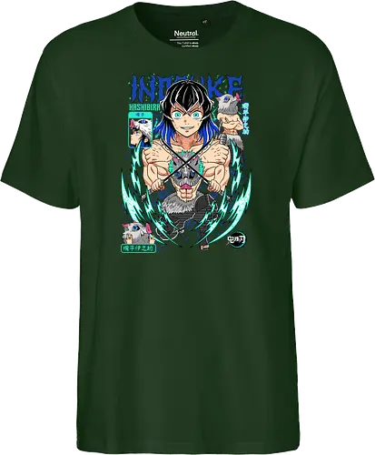 Beast Breathing Fury - inosuke, Slayer, hashibira inosuke, beast breathing, anime warrior, boar mask, anime battle, nichirin blades - Fairtrade T-Shirt