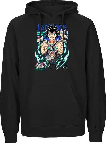 Beast Breathing Fury - inosuke, Slayer, hashibira inosuke, beast breathing, anime warrior, boar mask, anime battle, nichirin blades - Fairtrade Hoodie