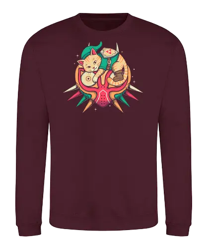 Hero of Nap Time - gamer, game, retro, fantasy, adventure, cat, geek, nerd, kawaii, cute, cozy, sleepy, hero, pixel, nostalgic, rpg, magical, fantasycore, cartoon, otaku - Sweatshirt