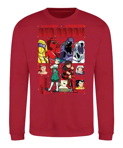 The Red Baron – Sky Ace Legend - red baron, anime pilot, retro anime, sky fighter, classic anime, aerial battle, anime legend, vintage anime - Sweatshirt
