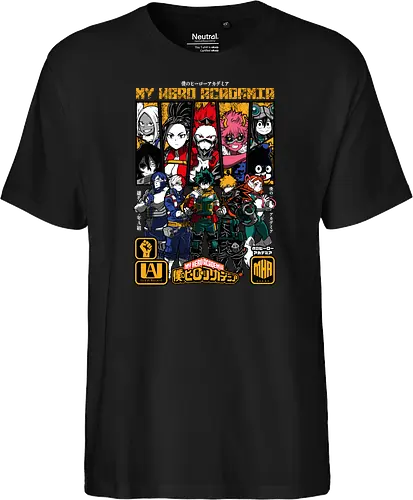 Hero Society - Academia, deku, ua academy, anime heroes, shonen anime, quirk power, anime battle, hero costume - Fairtrade T-Shirt