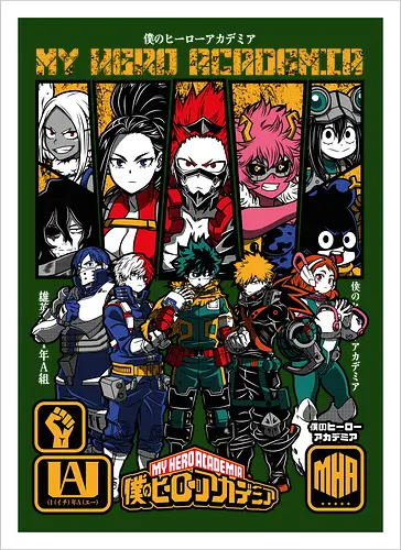Hero Society - Academia, deku, ua academy, anime heroes, shonen anime, quirk power, anime battle, hero costume - Kunstdruck