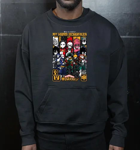 Hero Society - Academia, deku, ua academy, anime heroes, shonen anime, quirk power, anime battle, hero costume - Cropped Sweatshirt