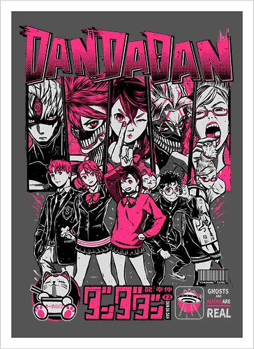 Paranormal Squad - dandadan, momo ayase, okarun, supernatural anime, alien anime, yokai battle, anime comedy, paranormal action - Kunstdruck