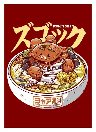 Char Z'Gok Meeresfrüchte-Ramen – Lustige Mecha-Parodie