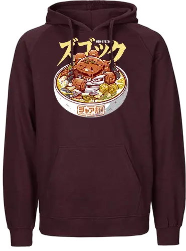 Char Z'Gok Meeresfrüchte-Ramen – Lustige Mecha-Parodie - Zgok, Char Aznable, Ramen-Nudeln, Anime-Essen, Mecha-Parodie, Mobile Suit, Zeon, lustige Ramen, Ramen mit Meeresfrüchten, Gunpla, Retro-Mecha, Otaku, japanisches Essen, Roboterkrabbe, Anime-Crossover - Fairtrade Hoodie