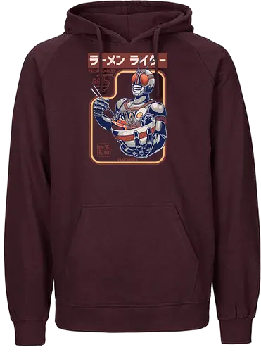 Kamen Rider isst Ramen-Nudeln – lustige Parodie - Kamen Rider-Parodie, Ramen Rider, Tokusatsu-Held, Ramen-Nudeln, japanisches Essen, Masked Rider, Henshin, lustige Ramen, Anime-Essen, Nudel-Liebhaber, Retro-Superheld, Anime-Parodie, Otaku, Ramen-Schüssel, Popkultur-Mashup - Fairtrade Hoodie