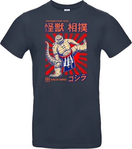 Kaiju als Kaiju-Sumo-Ringer – Parodie auf japanische Monster - Kaiju, Kaiju, Kaiju-Sumo, Sumo-Ringer, lustige Monster-Parodie, japanisches Wrestling, Kaiju-Kampf, Kampf aus dem Jahr 1954, japanisches Retro-Thema, Otaku-Humor, Riesenmonster, radioaktiver Dinosaurier, Sumo-Kampf, Kampfsport-Parodie, Tokio-Monster, Nerd-Humor, Popkultur-Mashup, Schwergewichts-Champion, Yokozuna, Kaiju-Fanart, lustiger Dinosaurier, japanische Streetwear - Standard T-Shirt